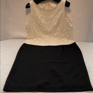 Talbots Beaded cream /Black Dress size 14 petite